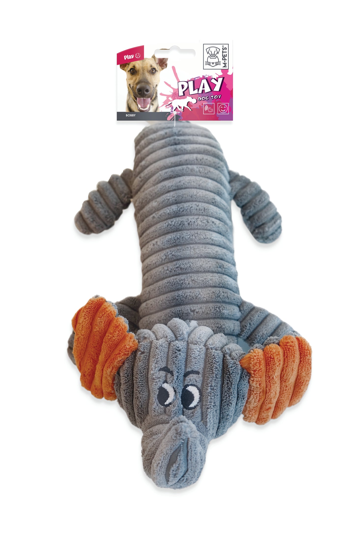 M-PETS MPETS Charly Squeaky Plush Dog Toy, Soft Stuffed Dog Toy with Squeaker for Small & Medium Dogs, Brown, 32 x 17 x 9 cm