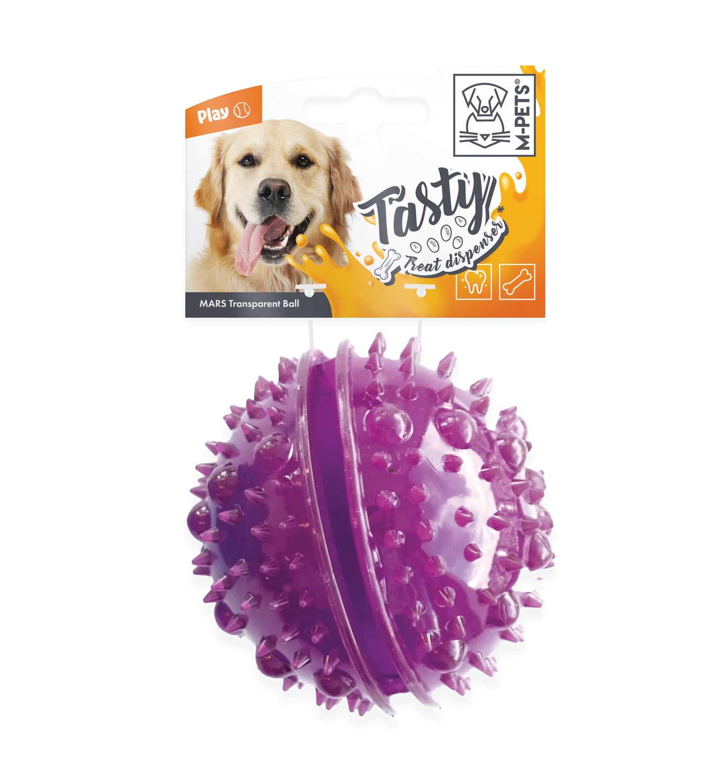 MPETS Mars Transparent Dog Treat Dispensing Ball, Interactive Puzzle Toy 8cm, Durable TPR Chew Toy for Small & Medium Dogs, Slow Feeder Treat Dispenser for Training, Pack of 3