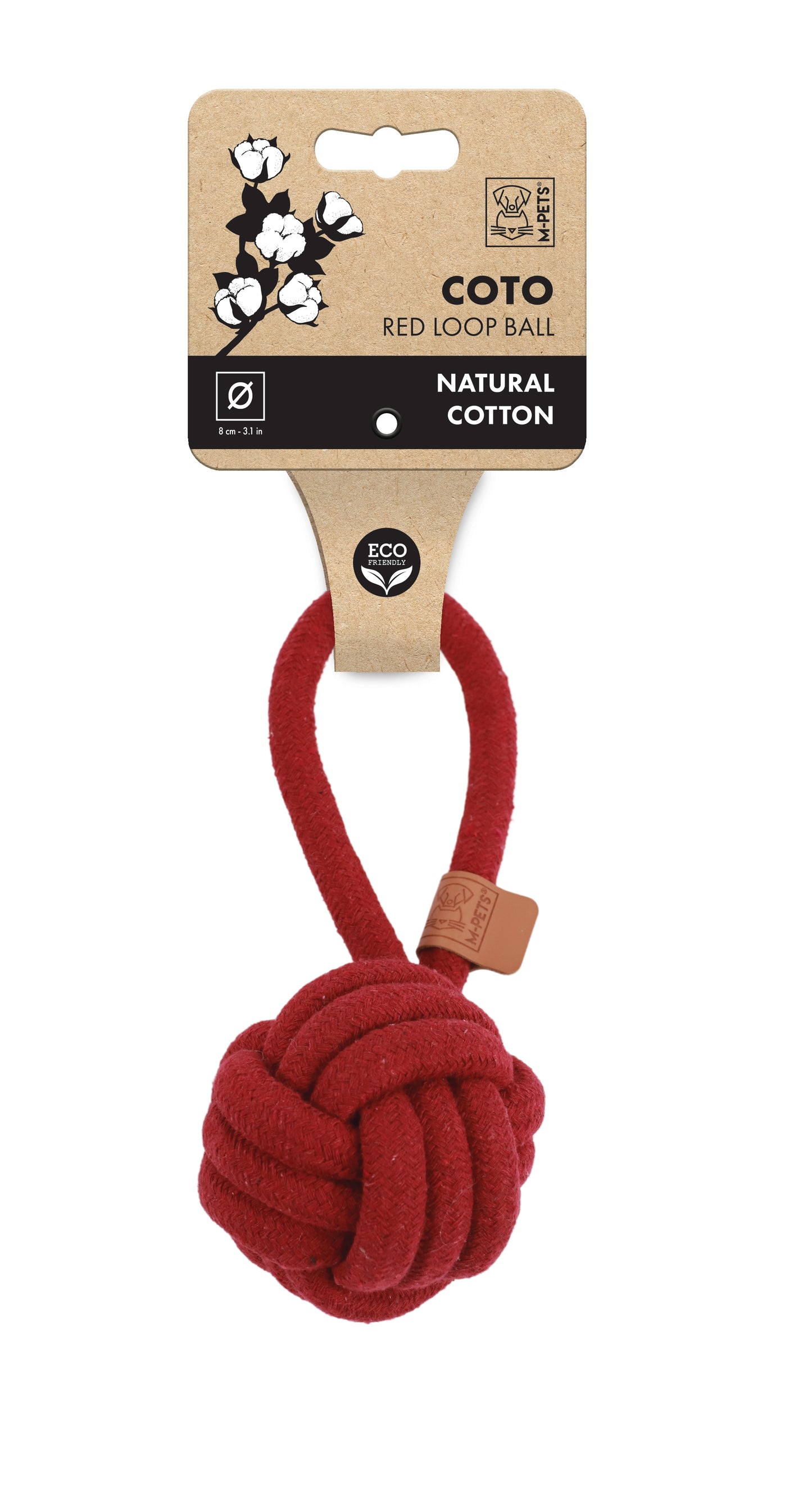 M-PETS COTO Cotton Rope Ball Dog Toy with Loop Handle