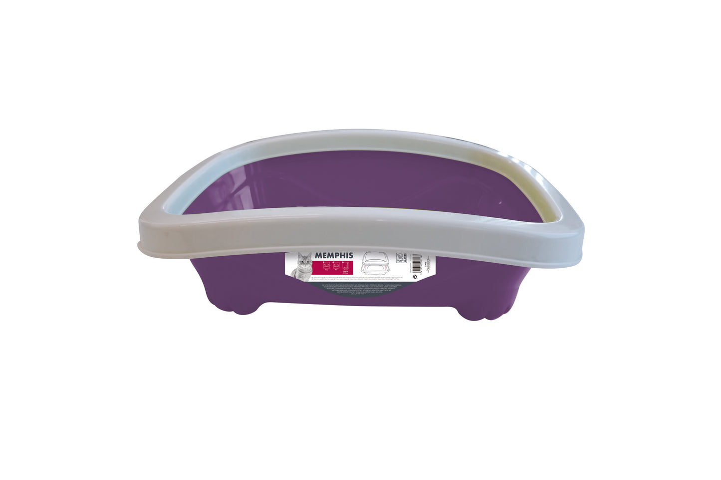 M-PETS Memphis Cat Litter Tray with Rim – Open Top Cat Litter Box, Easy Clean & Durable Plastic Design