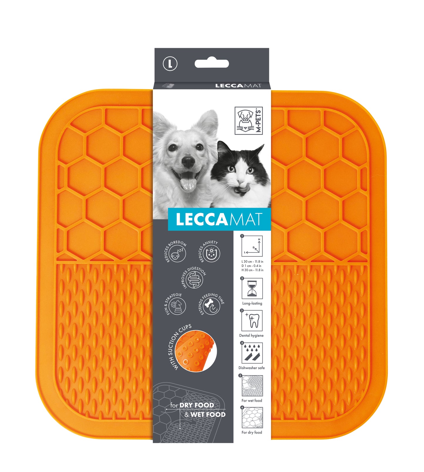 M-PETS LECCA Lick Mat for Dogs & Cats, Food-Grade Silicone Slow Feeder with Strong Suction Cups