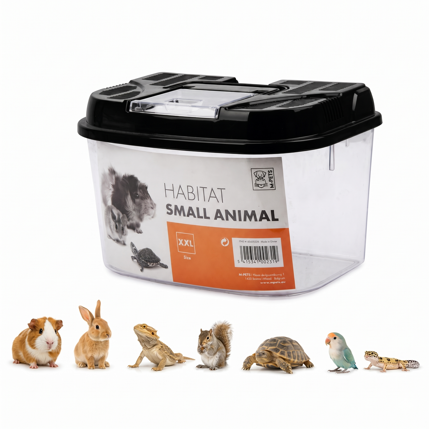 M-PETS Habitat Small Animal Carrier – Portable Travel Cage for Hamsters, Mice & Small Pets, Ventilated Lid, Lightweight Small Animal Transport Box