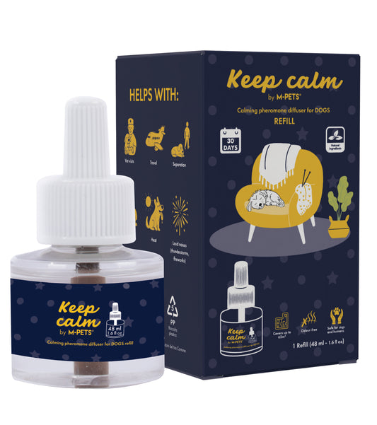 M-PETS Keep Calm Dog Pheromone Diffuser Refill – Supports Anxiety Reduction, Barking & Stress (48 ml)