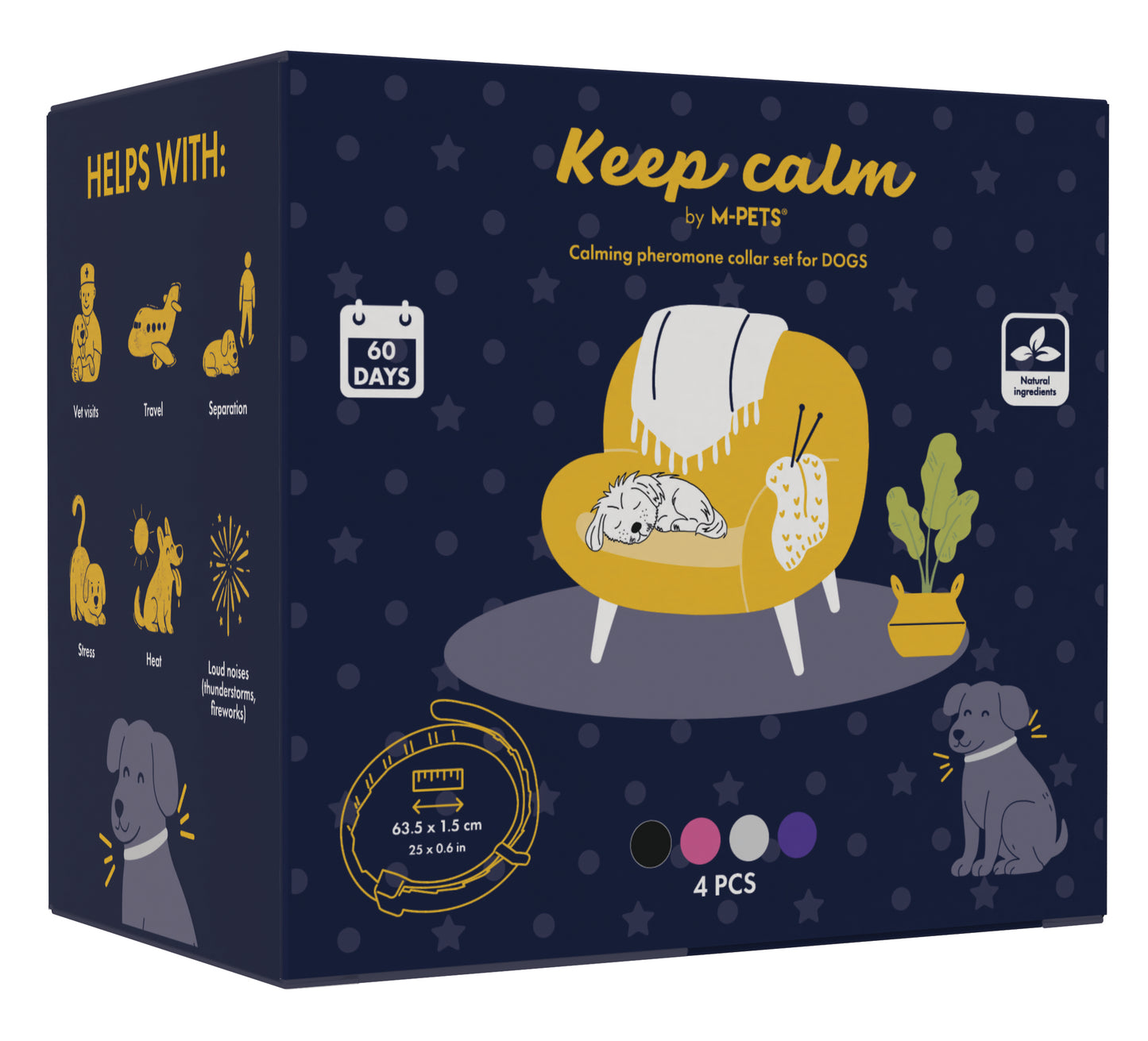 M-PETS Keep Calm Calming Pheromone Collar for Dogs, Anti-Anxiety Collar for Barking, Stress & Separation Anxiety, Up to 60 Days Calming Effect