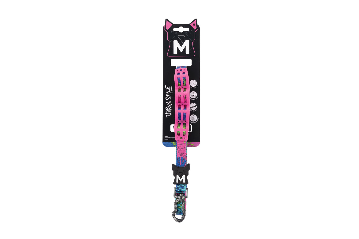 M-PETS Urban Style Dog Leash with Shock Absorber, Adjustable Length, Lockable Buckle, Machine Washable