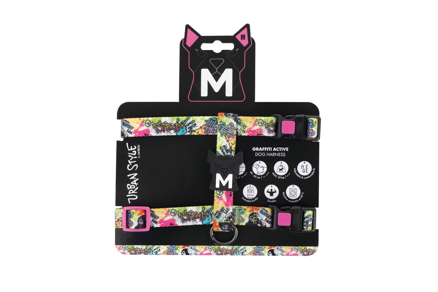 M-PETS Urban Style Active Dog Harness – Adjustable, Durable, Lockable Buckle, H-Style Comfort Fit