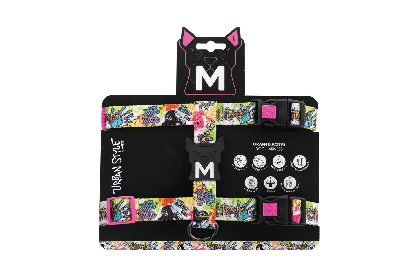 M-PETS Urban Style Active Dog Harness – Adjustable, Durable, Lockable Buckle, H-Style Comfort Fit