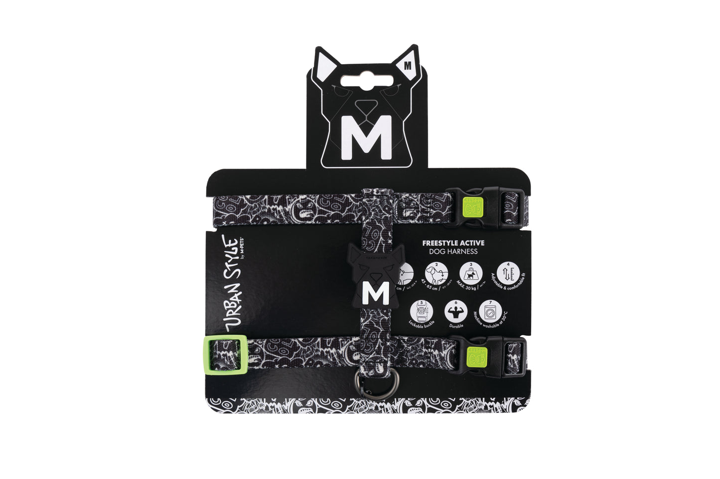 M-PETS Urban Style Active Dog Harness – Adjustable, Durable, Lockable Buckle, H-Style Comfort Fit