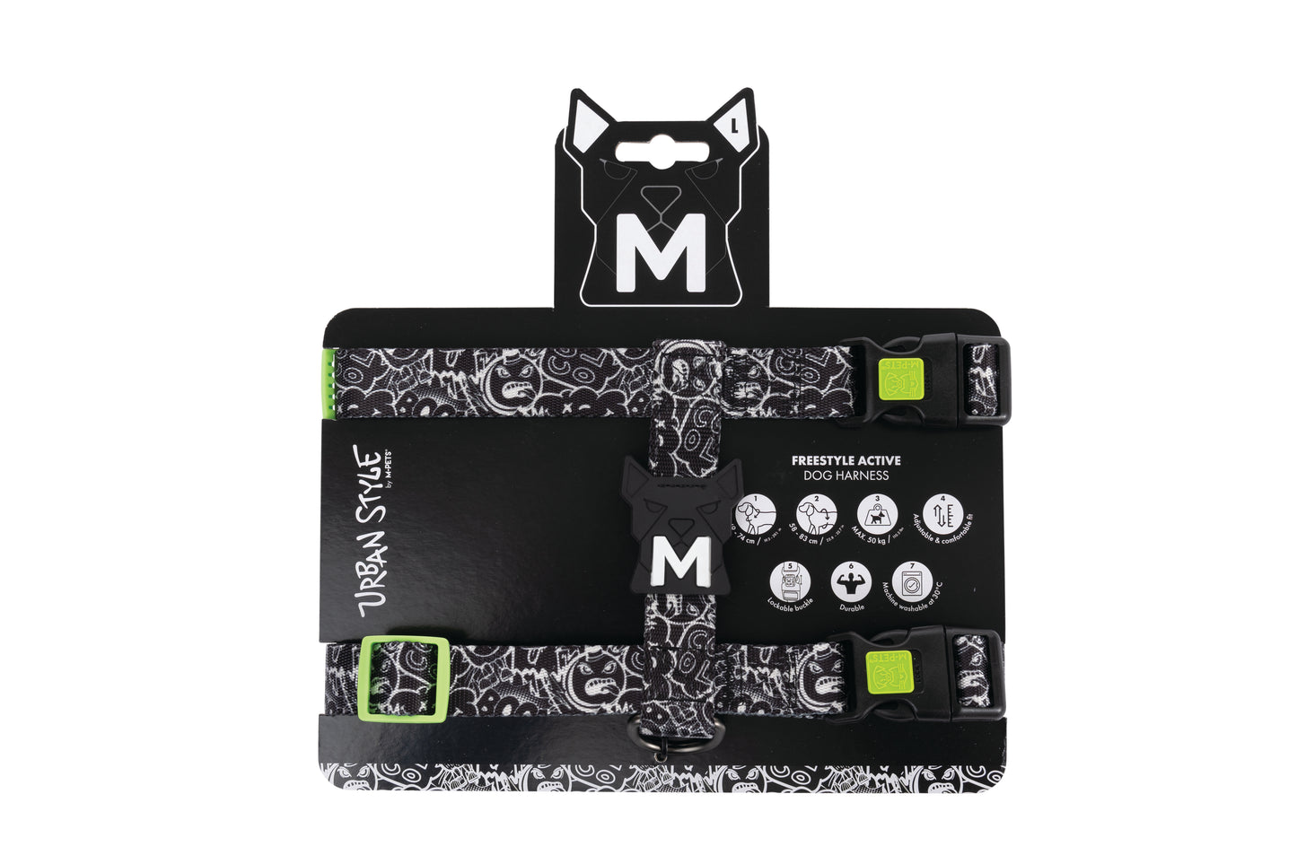 M-PETS Urban Style Active Dog Harness – Adjustable, Durable, Lockable Buckle, H-Style Comfort Fit