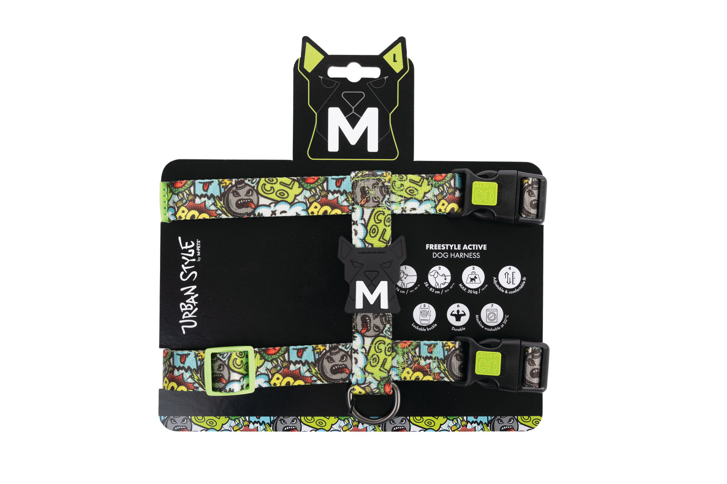 M-PETS Urban Style Active Dog Harness – Adjustable, Durable, Lockable Buckle, H-Style Comfort Fit