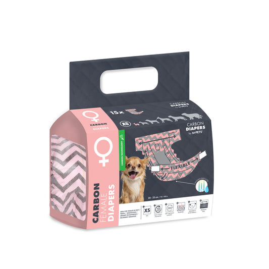 M-PETS Carbon Dog Diapers, Disposable Dog Wraps with Absorbent Core, Adjustable Fit, Wetness Indicator, Multiple Sizes for Male & Female Dogs