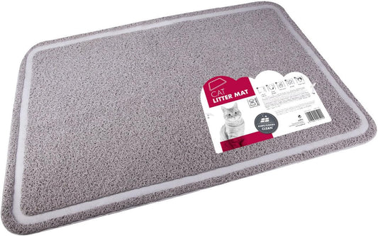 M-PETS PAW Cat Litter Mat 60 x 89 cm – Large PVC Litter Trapping Mat, Grey