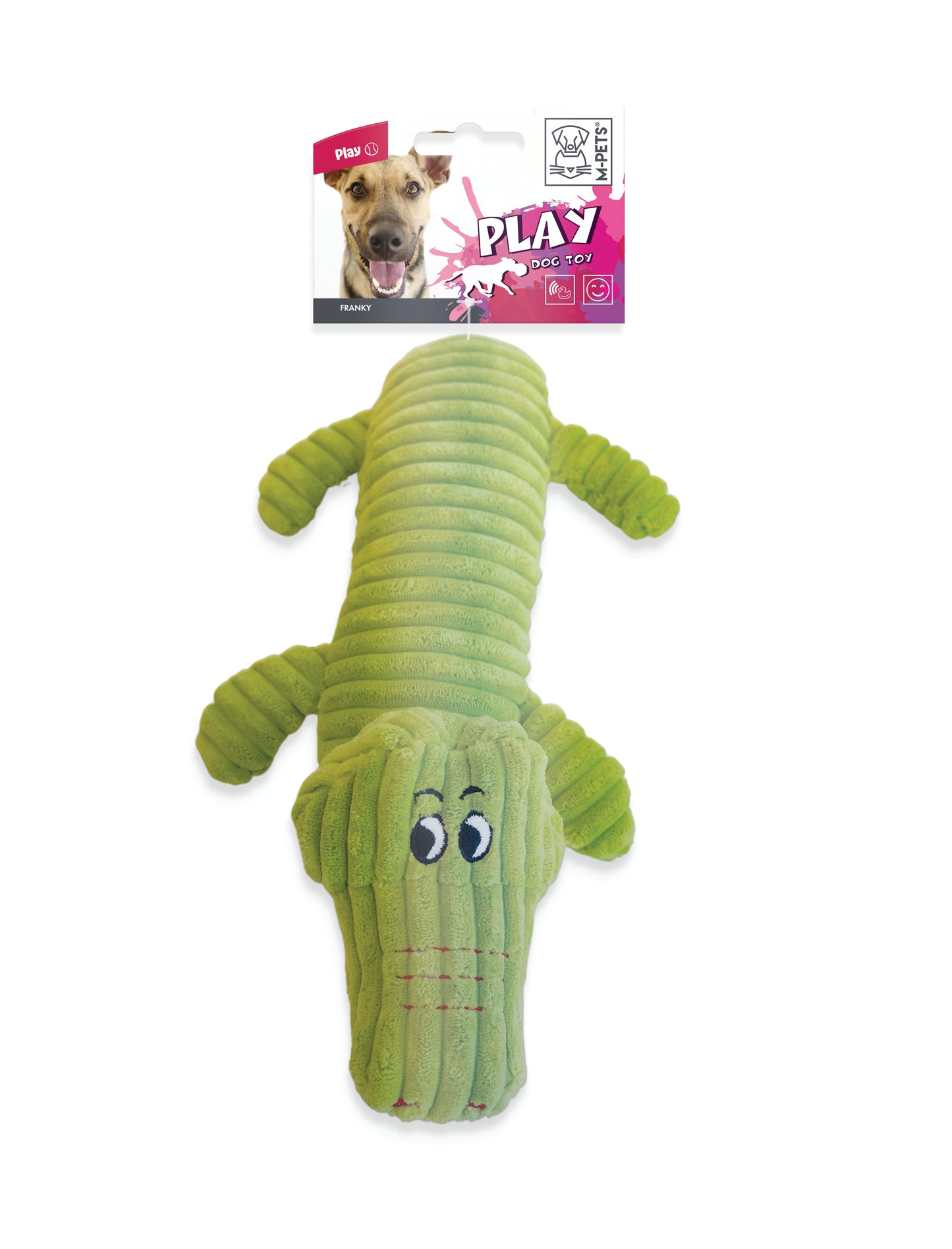 M-PETS MPETS Charly Squeaky Plush Dog Toy, Soft Stuffed Dog Toy with Squeaker for Small & Medium Dogs, Brown, 32 x 17 x 9 cm