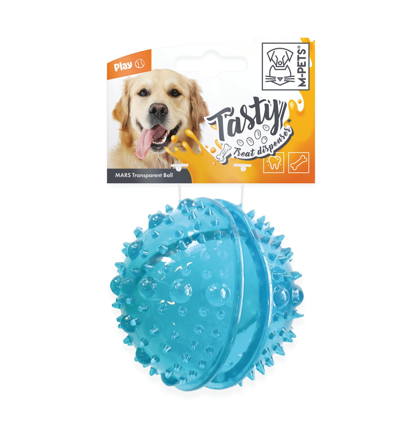 MPETS Mars Transparent Dog Treat Dispensing Ball, Interactive Puzzle Toy 8cm, Durable TPR Chew Toy for Small & Medium Dogs, Slow Feeder Treat Dispenser for Training, Pack of 3