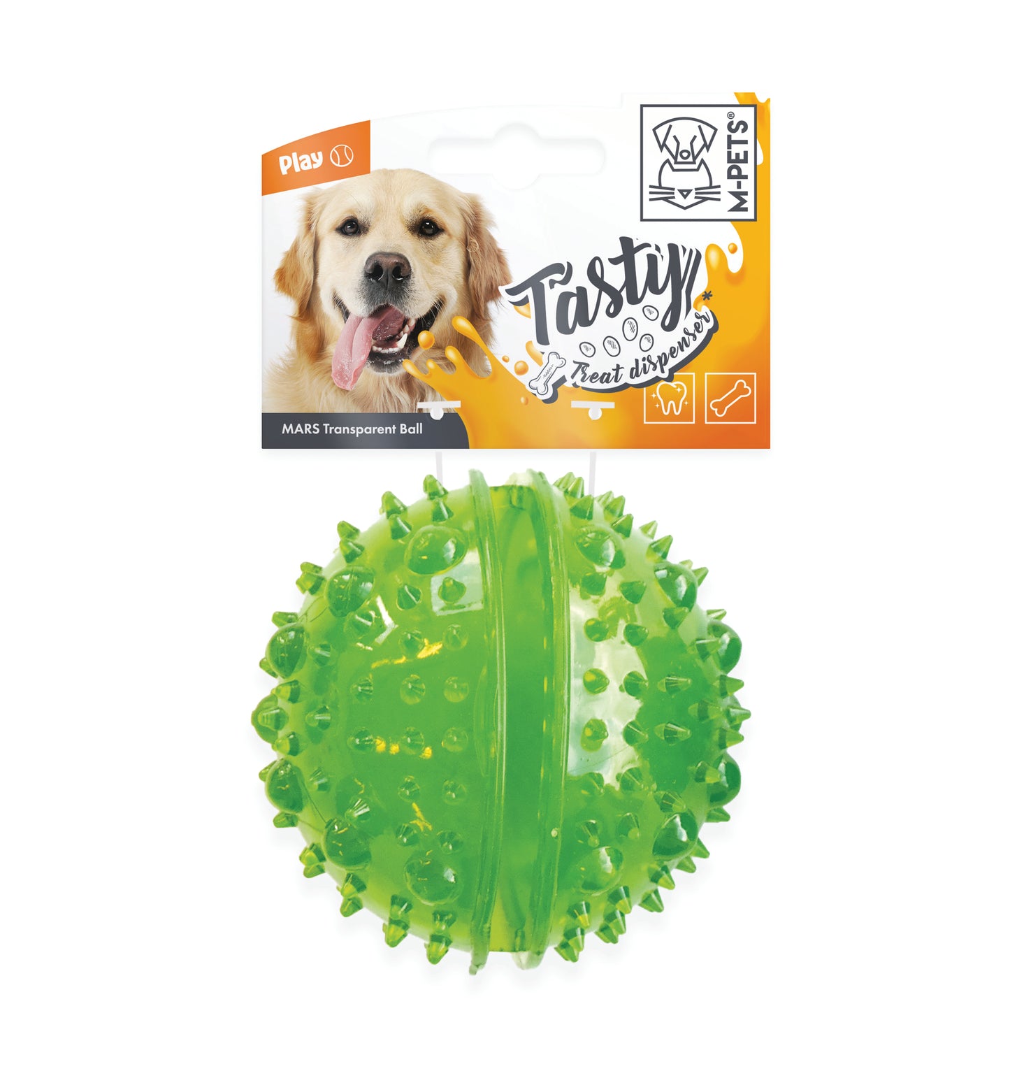 MPETS Mars Transparent Dog Treat Dispensing Ball, Interactive Puzzle Toy 8cm, Durable TPR Chew Toy for Small & Medium Dogs, Slow Feeder Treat Dispenser for Training, Pack of 3