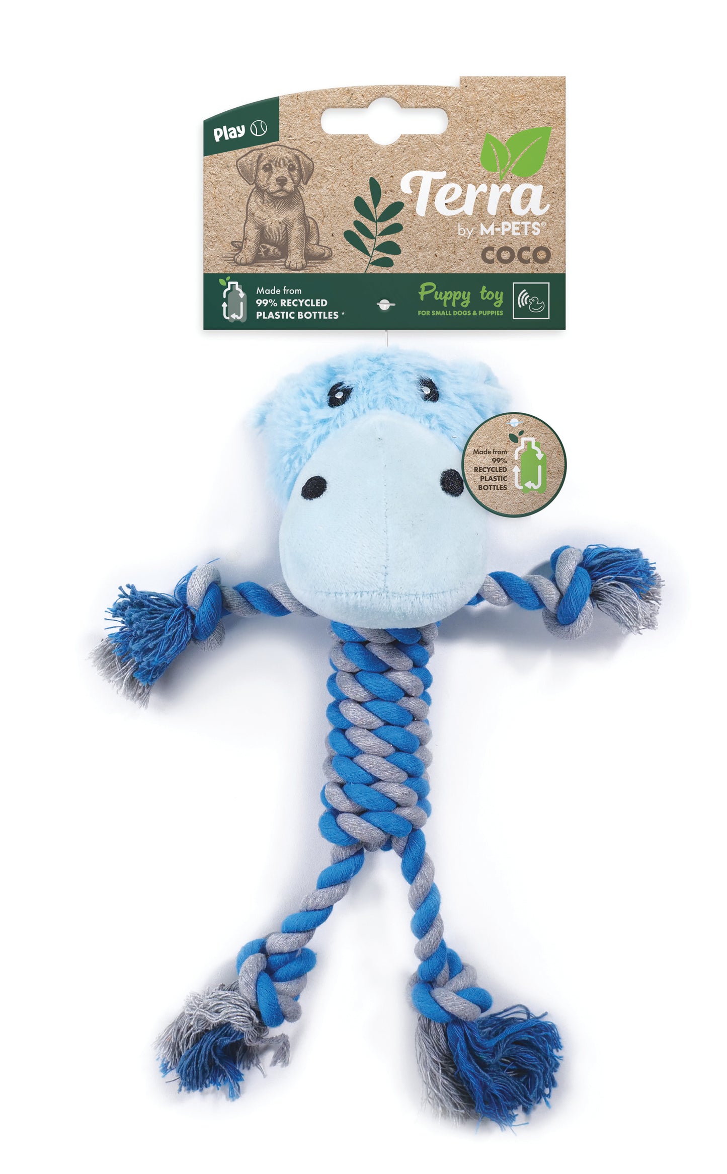 M-PETS Terra ECO Dog Toy – Squeaky Plush Dog Toy Made from Recycled Plastic Bottles, Soft & Durable Dog Toy