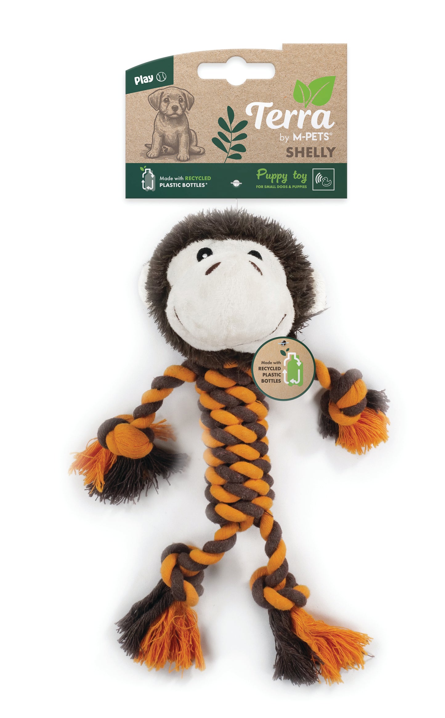 M-PETS Terra ECO Dog Toy – Squeaky Plush Dog Toy Made from Recycled Plastic Bottles, Soft & Durable Dog Toy
