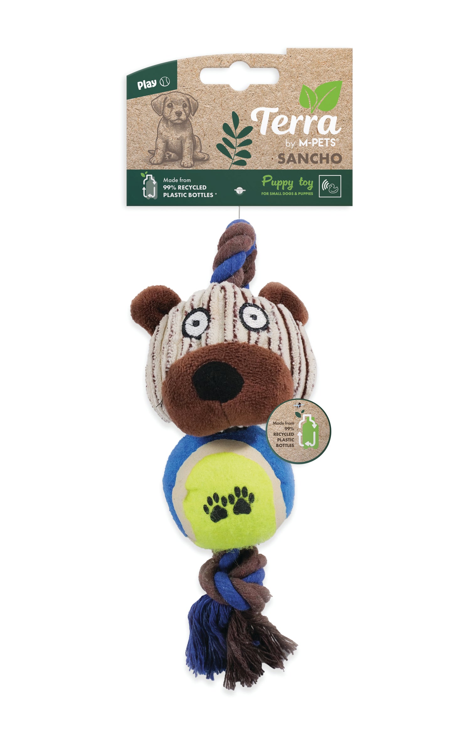 Terra ECO Dog Toy – Recycled Plastic Squeak Toy, Mixed Color