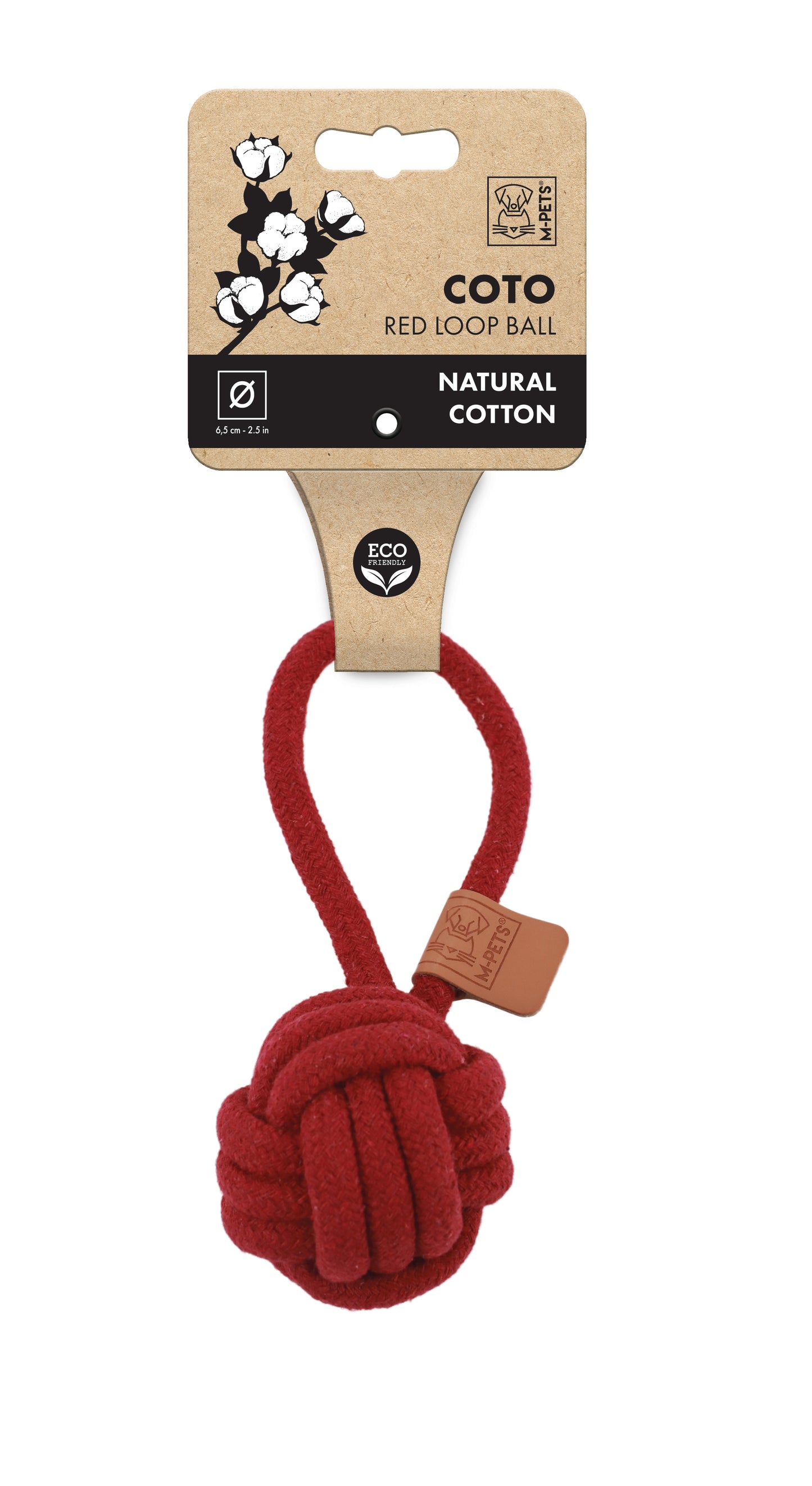 M-PETS COTO Cotton Rope Ball Dog Toy with Loop Handle