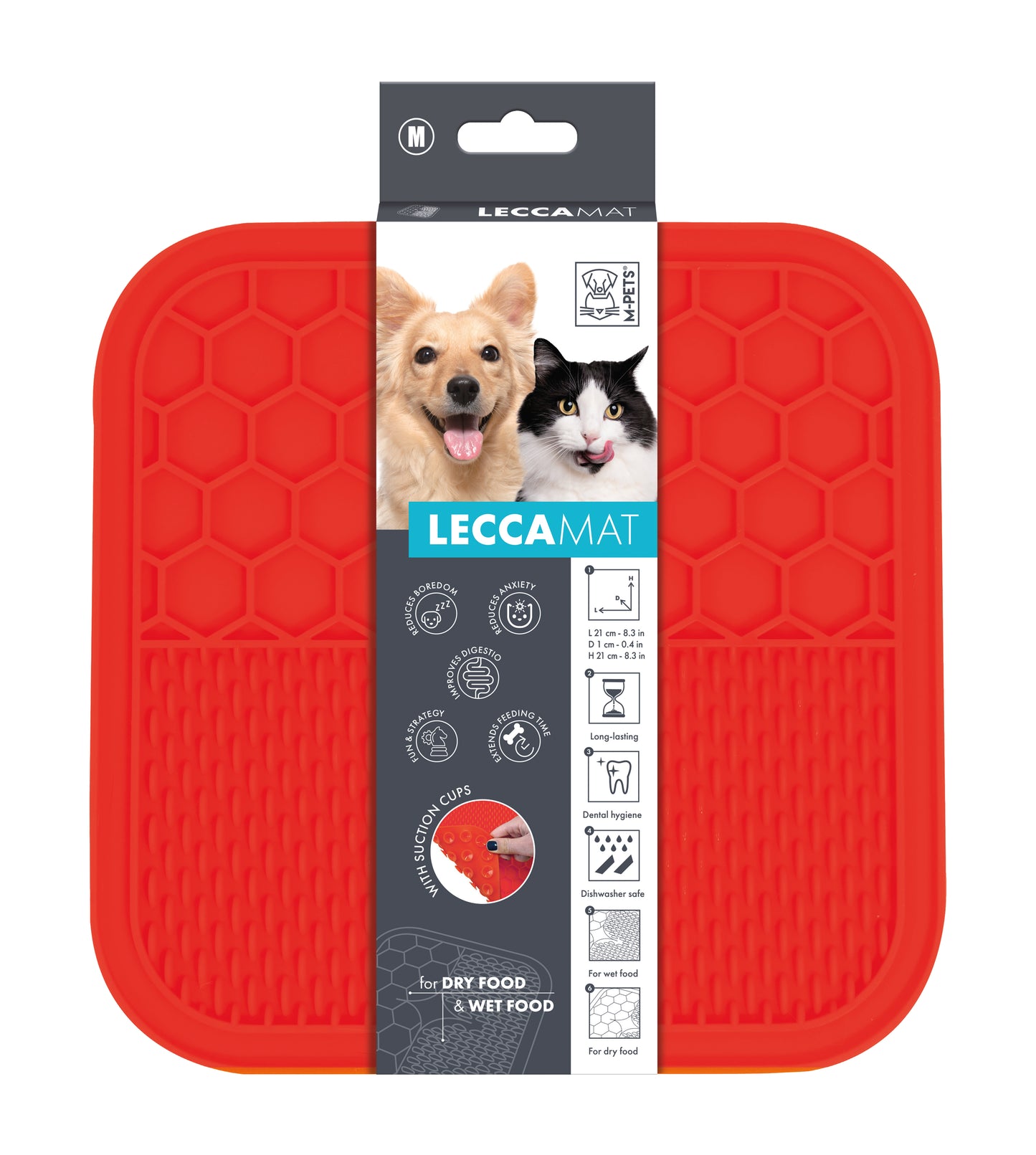 M-PETS LECCA Lick Mat for Dogs & Cats, Food-Grade Silicone Slow Feeder with Strong Suction Cups