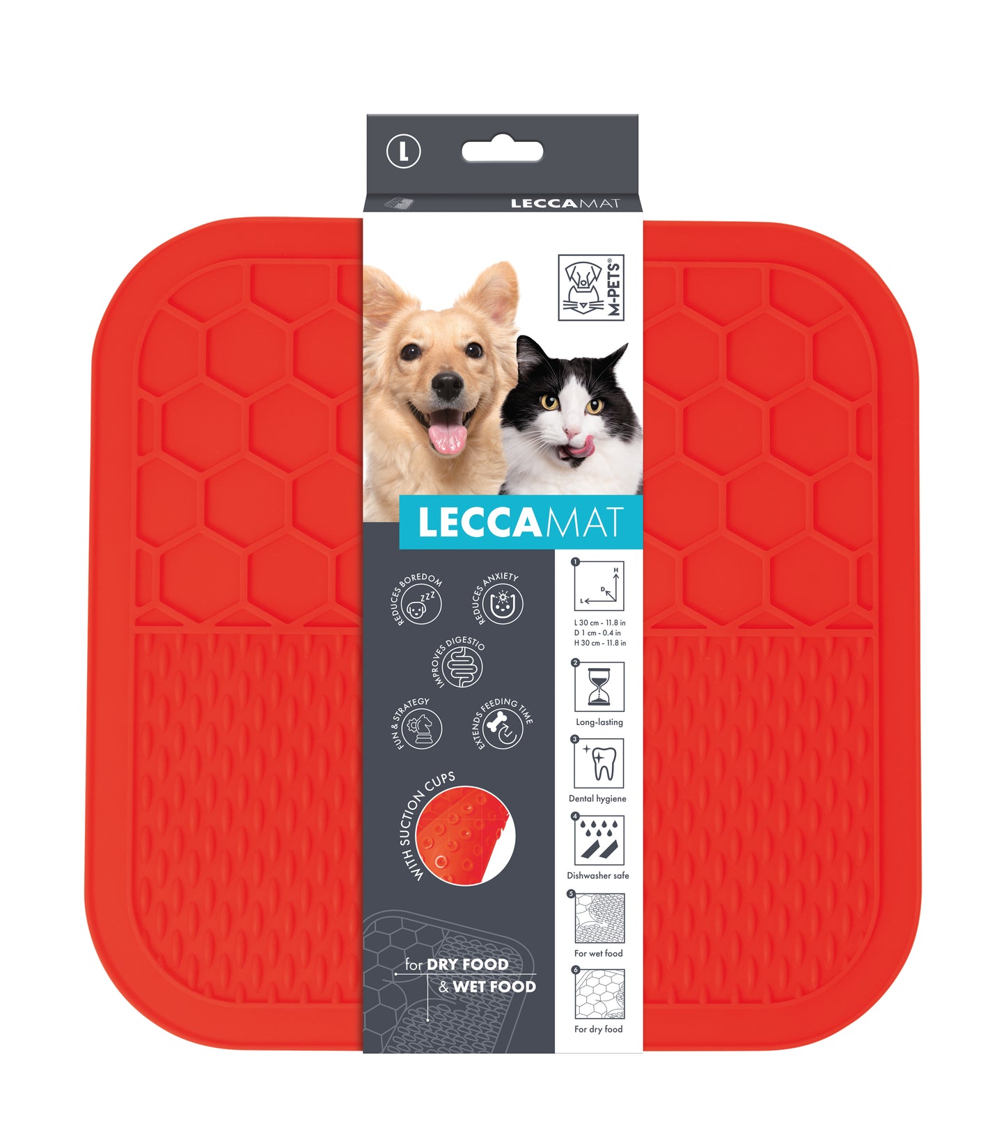 M-PETS LECCA Lick Mat for Dogs & Cats, Food-Grade Silicone Slow Feeder with Strong Suction Cups