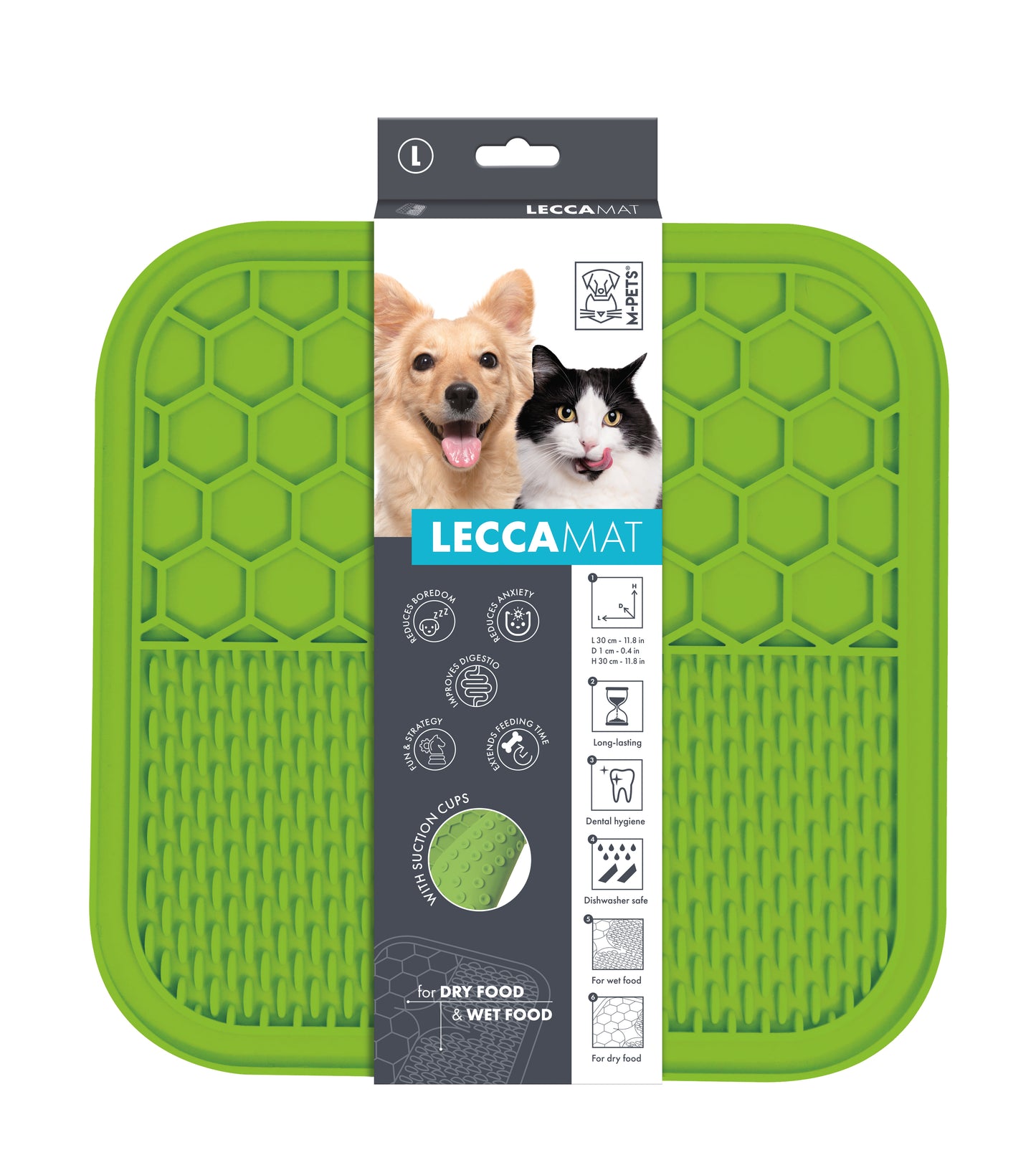 M-PETS LECCA Lick Mat for Dogs & Cats, Food-Grade Silicone Slow Feeder with Strong Suction Cups