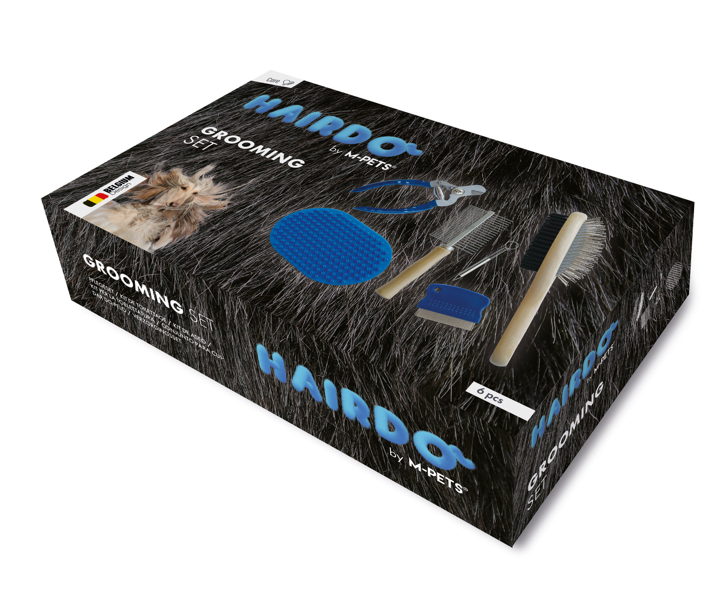 M Pets Grooming Grooming Set for Dogs 6 Pieces Black and Blue