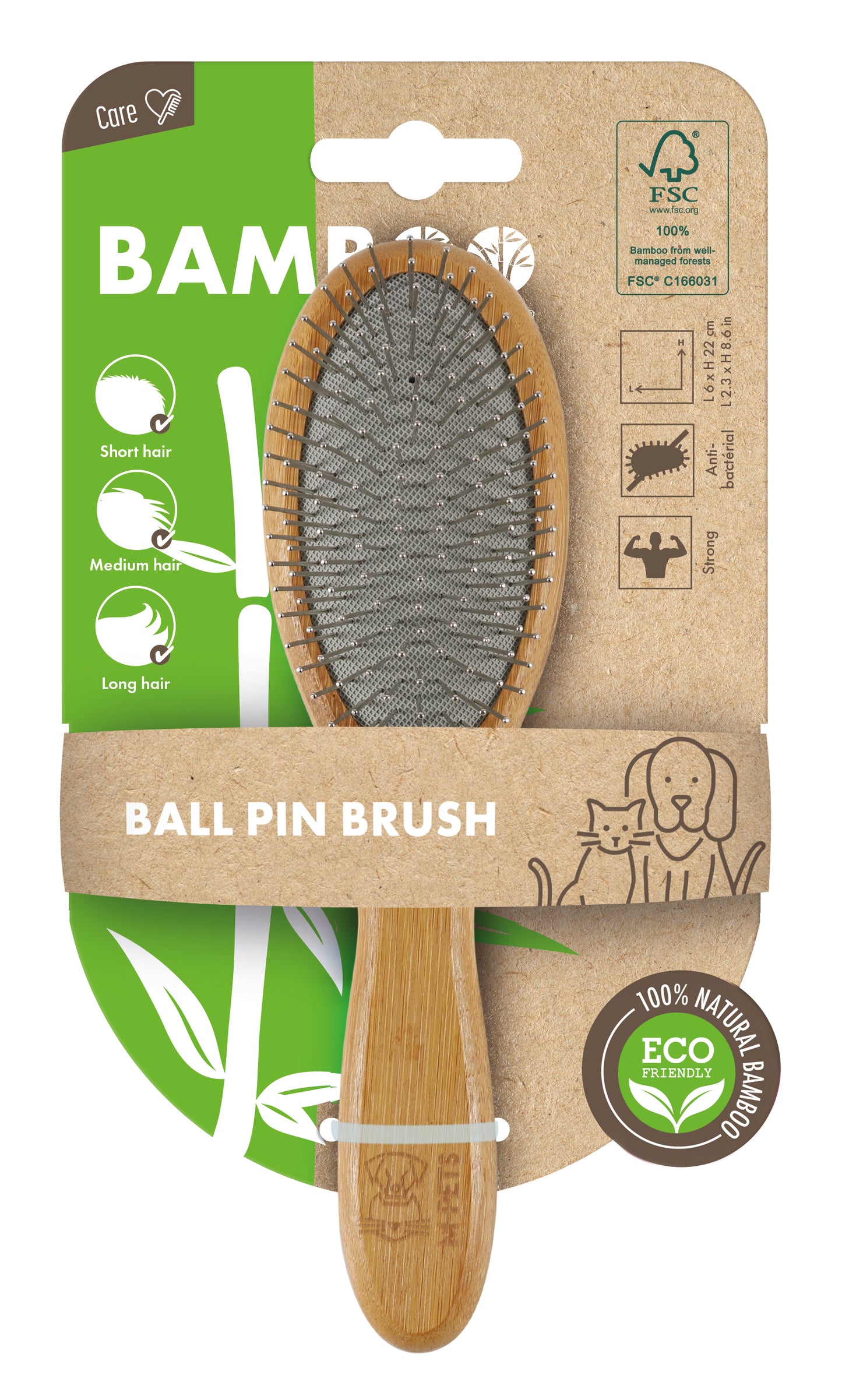 M-PETS - Bamboo Ball Pin Brush for Pets