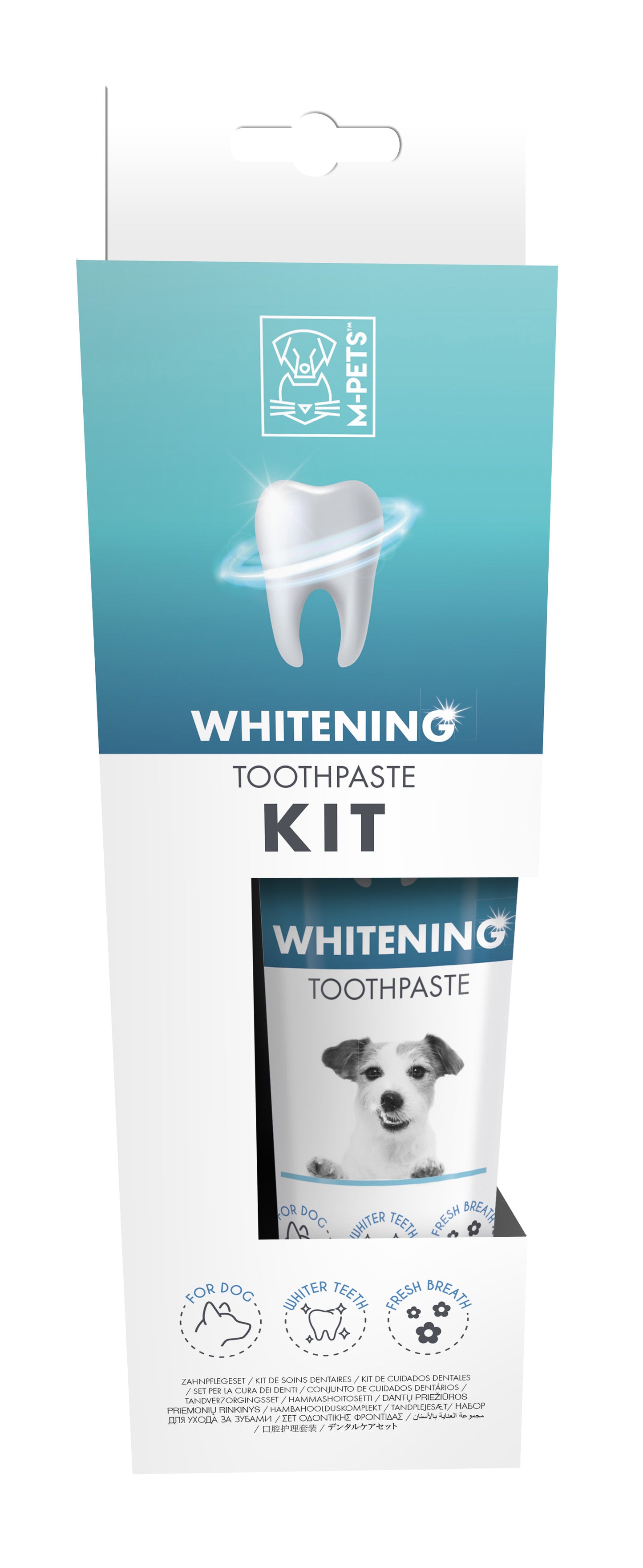 M-PETS Whitening Toothpaste Kit for Dogs, with Toothpaste for Cleaner, Whiter Toothpaste, Two Finger Toothbrushes, Double Sided Toothbrush with Toothbrush Heads