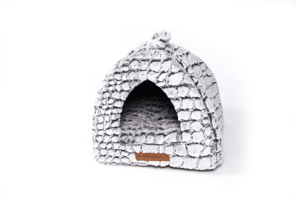 M-PETS SNAKE Tipi Cat Bed, Plush Pet Tent with Removable Cushion - 37 x 37 x 37 cm