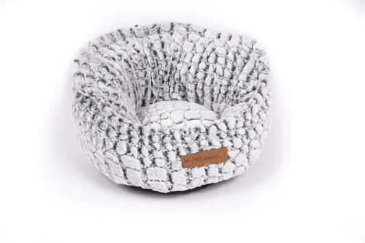 M-PETS SNAKE Cocoon Basket – Plush Enclosed Dog Bed, White & Black