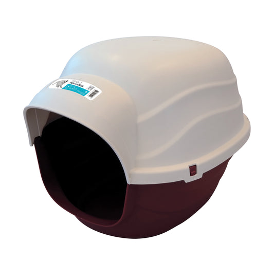 MPETS Igloo Dog House S, Outdoor Plastic Dog Shelter for Small Dogs & Puppies, Weather-Resistant Pet House, Bordeau & Ivory