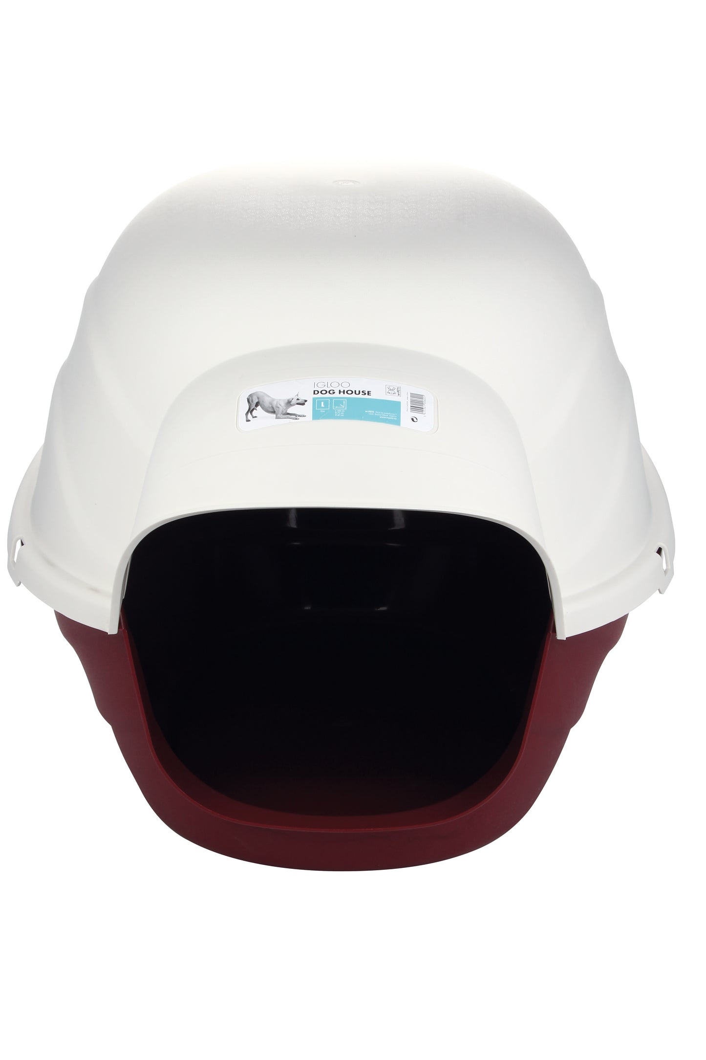 MPETS Igloo Dog House S, Outdoor Plastic Dog Shelter for Small Dogs & Puppies, Weather-Resistant Pet House, Bordeau & Ivory