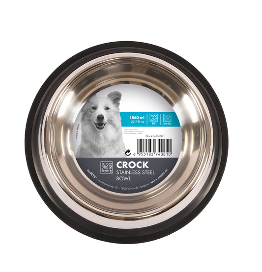 M-PETS CROCK Stainless Steel Dog & Cat Bowl, 1560 ml