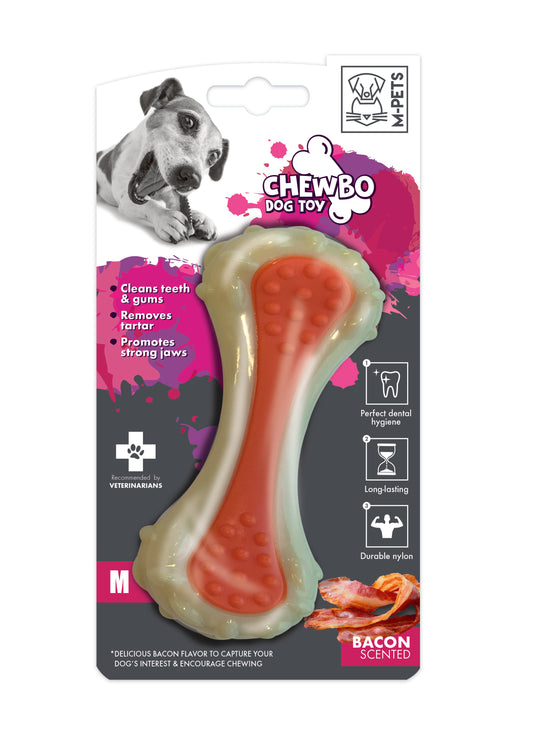 M-PETS CHEWBO CHOPPY M Dental Chew Toy – Bacon Scented