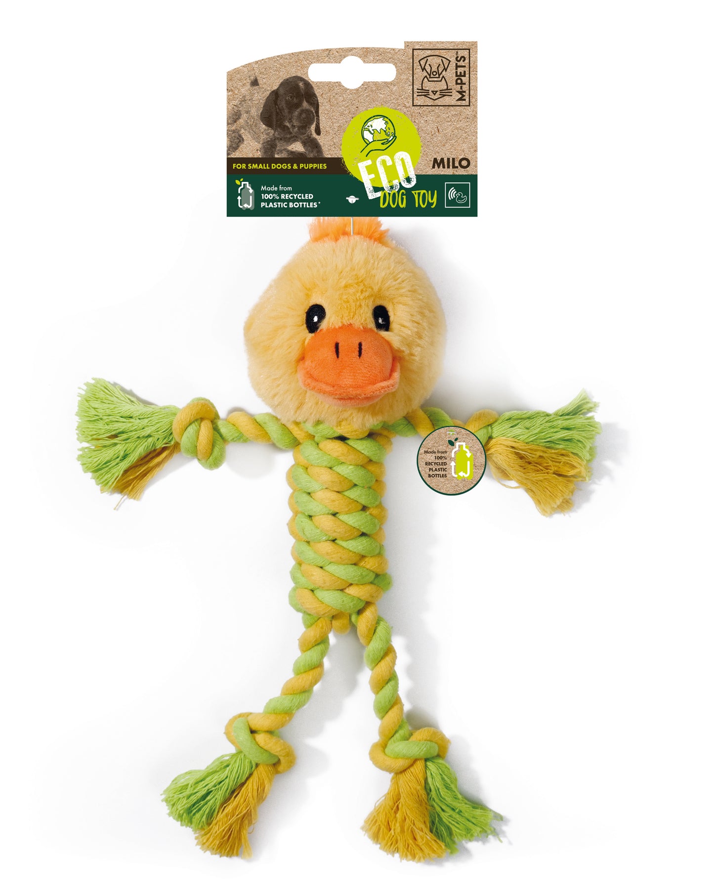 M-PETS Terra ECO Dog Toy – Squeaky Plush Dog Toy Made from Recycled Plastic Bottles, Soft & Durable Dog Toy