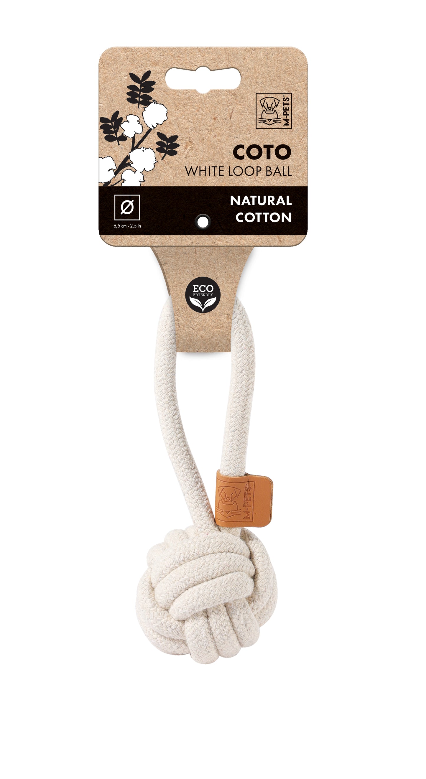 M-PETS COTO Cotton Rope Ball Dog Toy with Loop Handle