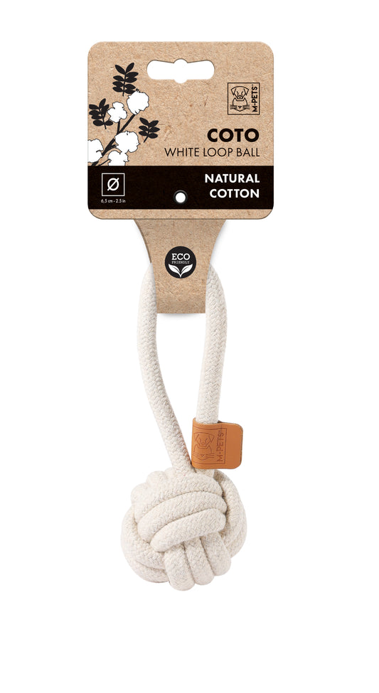 M-PETS COTO Cotton Rope Ball Dog Toy with Loop Handle