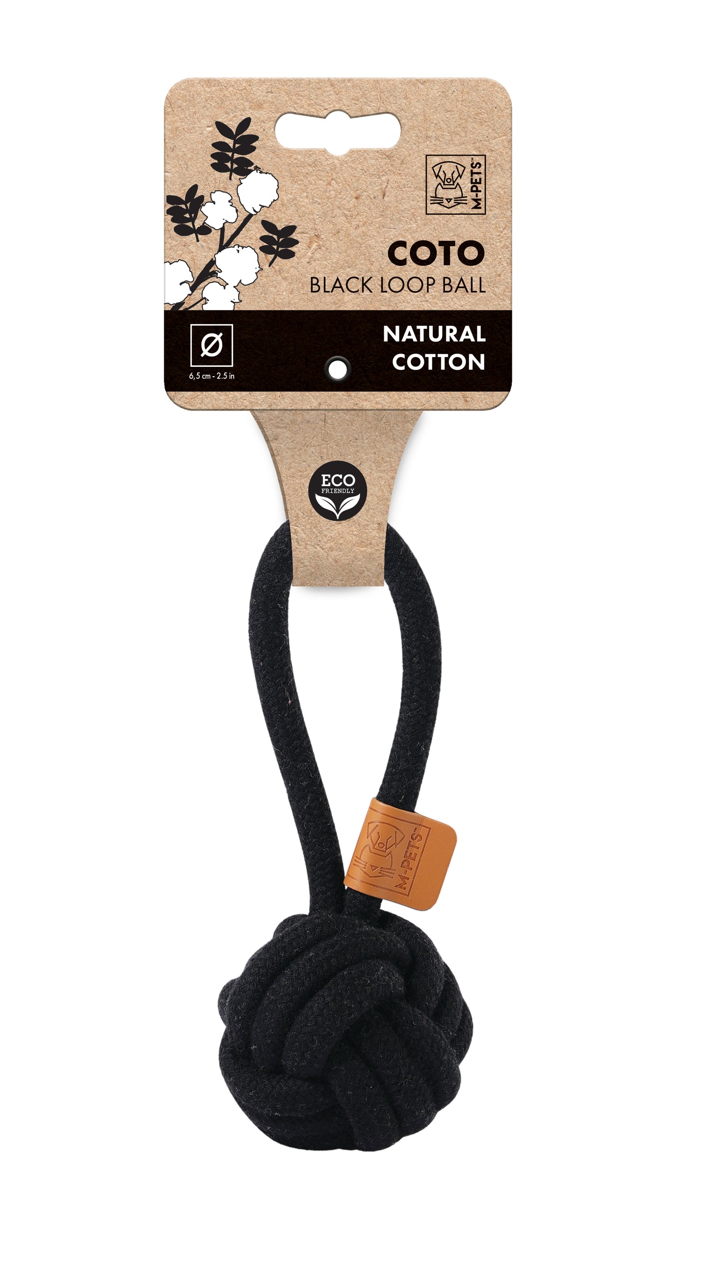 M-PETS COTO Cotton Rope Ball Dog Toy with Loop Handle