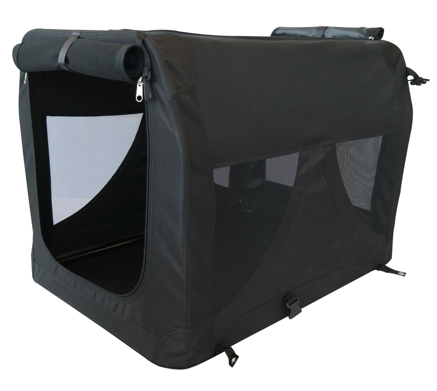 M-PETS Comfort Crate Foldable Dog Crate – Portable Wire & Oxford Soft Crate with Metal Frame, Quick Setup Travel Kennel