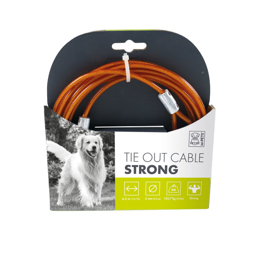 M-PETS Strong Dog Tie Out Cable – Heavy Duty Steel Tether with Swivel Clips, Outdoor Dog Cable, for Dogs up to 22.7 kg