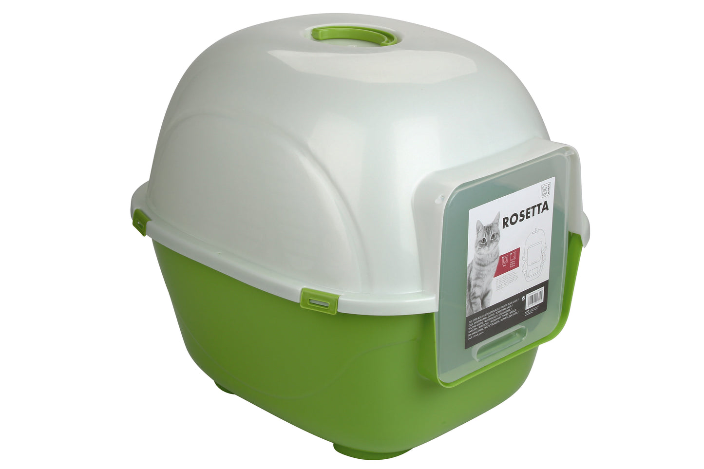 Covered Cat Litter Box with Clear Removable Top Cover – High-Sided Hooded Cat Toilet with Spill Protection & Easy-Clean Non-Stick Surface