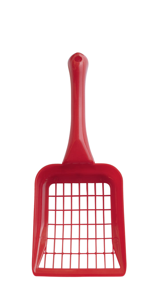 M-Pets Regular Plastic Cat Litter Scoop, Durable PP Kitty Litter Scooper with Easy-Grip Handle, Easy Clean Sifting Scoop for Cat Litter Box, Red