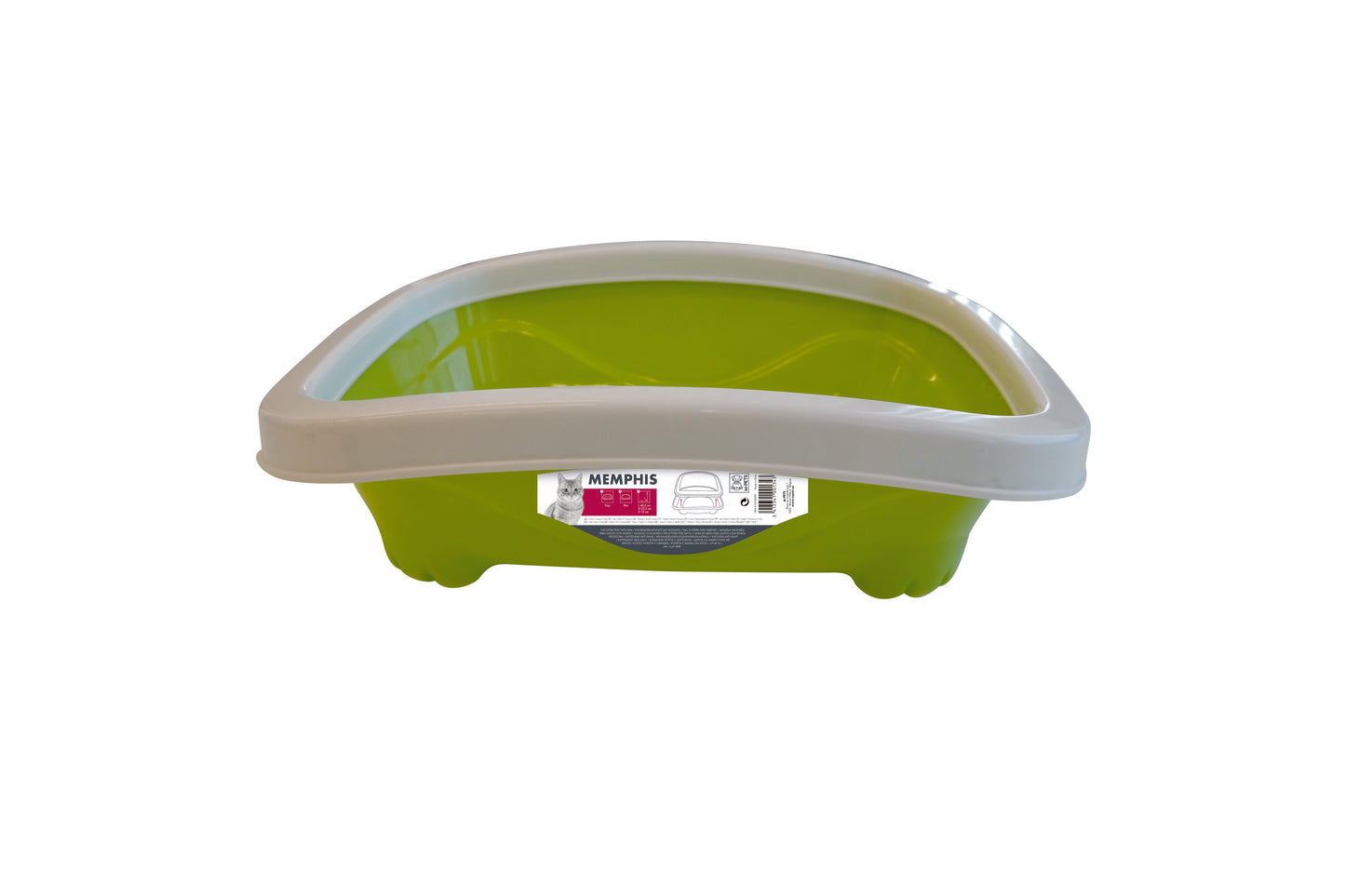 M-PETS Memphis Cat Litter Tray with Rim – Open Top Cat Litter Box, Easy Clean & Durable Plastic Design