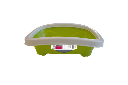 M-PETS Memphis Cat Litter Tray with Rim – Open Top Cat Litter Box, Easy Clean & Durable Plastic Design