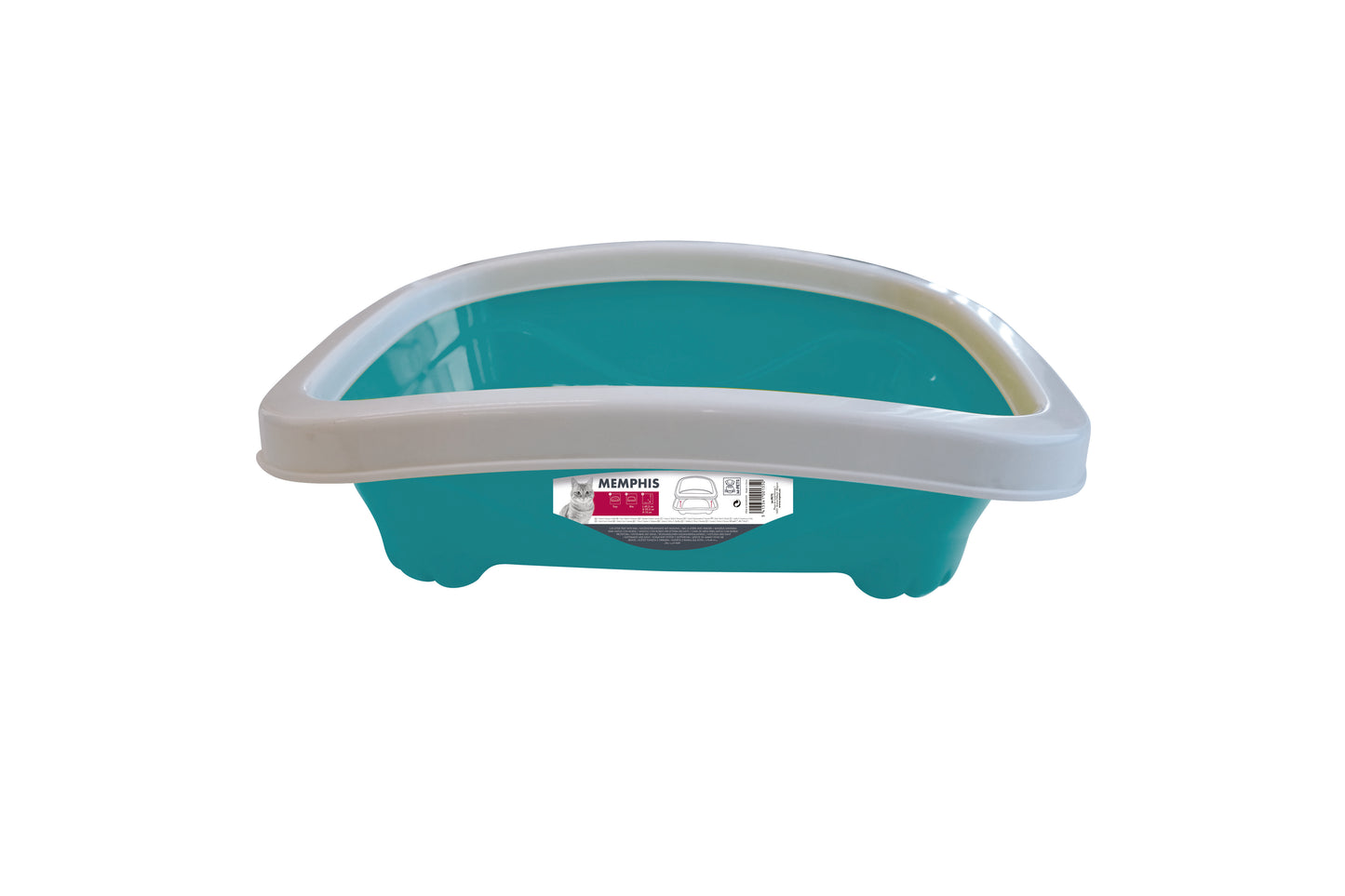 M-PETS Memphis Cat Litter Tray with Rim – Open Top Cat Litter Box, Easy Clean & Durable Plastic Design