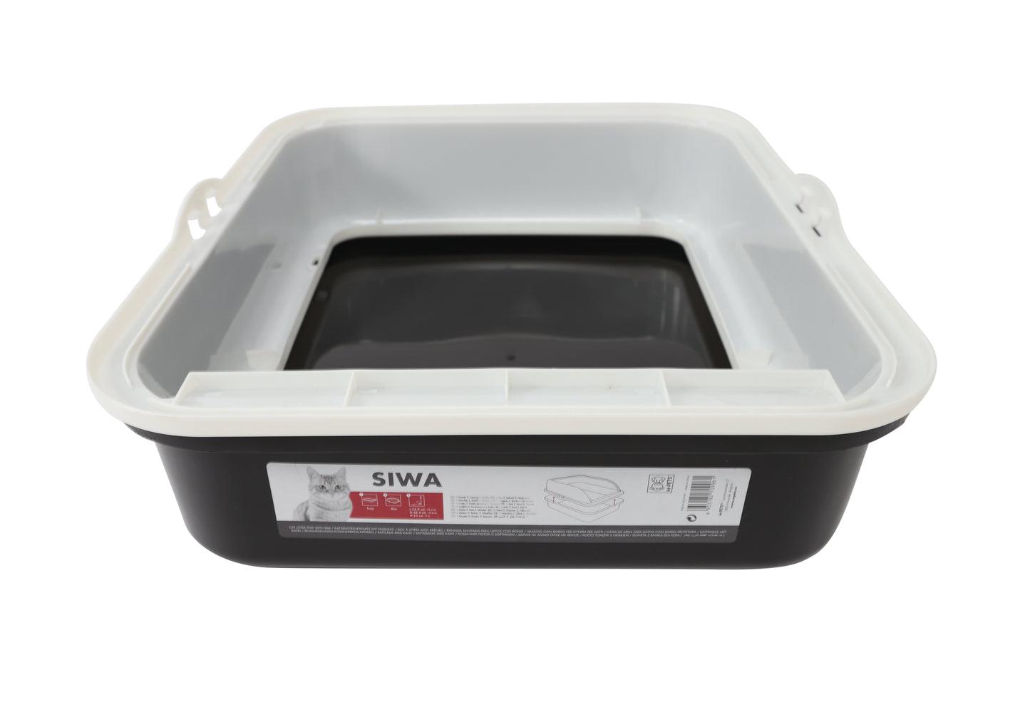 M-PETS - Litter Tray - SIWA L Black & White 55 x 45.5 x 23 cm