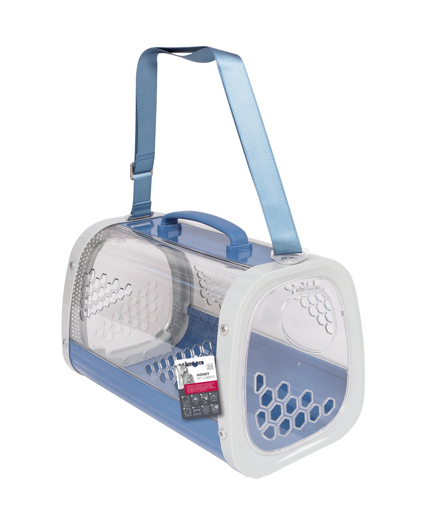 Honey Pet Carrier for Cats & Dogs – Hard Shell Transparent Travel Carrier with Ventilation, Anti-Slip Base, Easy-Open Access Door