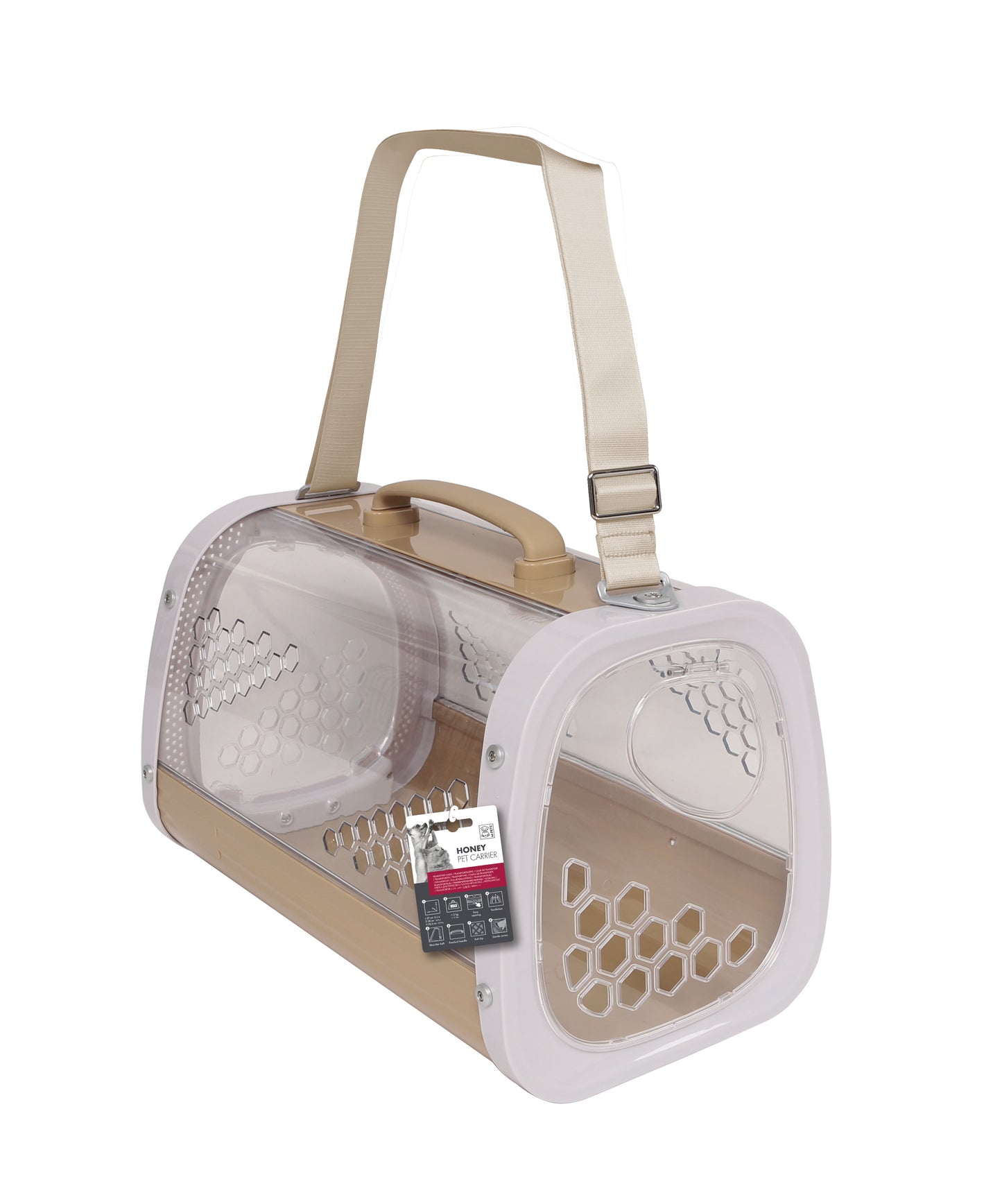 Honey Pet Carrier for Cats & Dogs – Hard Shell Transparent Travel Carrier with Ventilation, Anti-Slip Base, Easy-Open Access Door