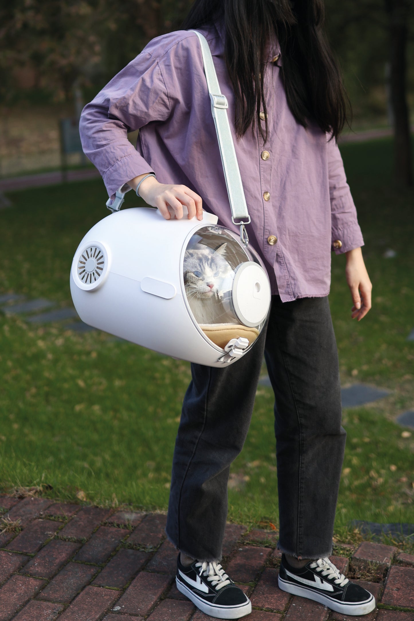 SUBMARINE Pet Carrier – Multifunction Cat Carrier with LED Lighting, White